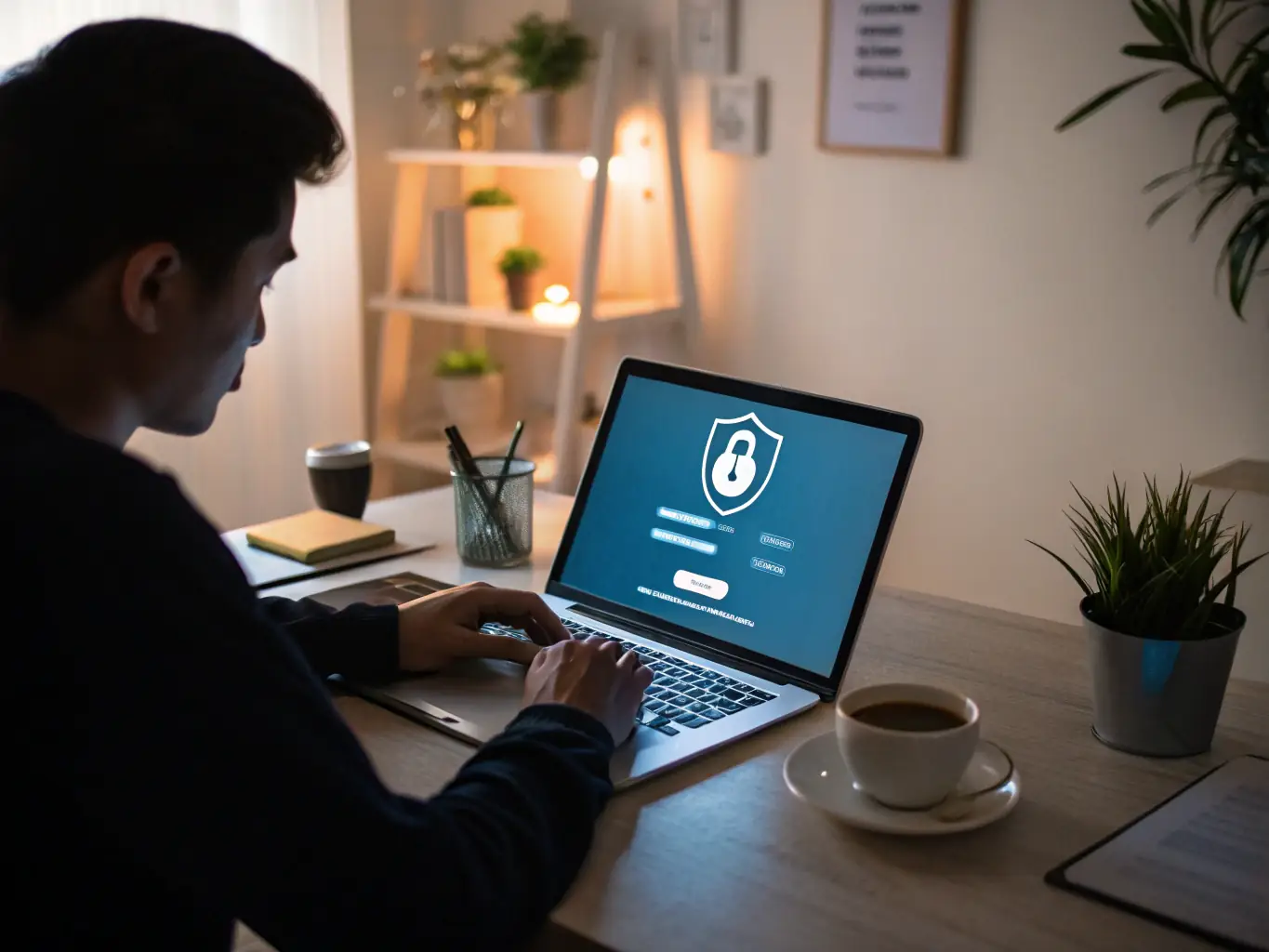 A visual representation of a customer logging into their online portal on a laptop, emphasizing the ease of access and secure environment.