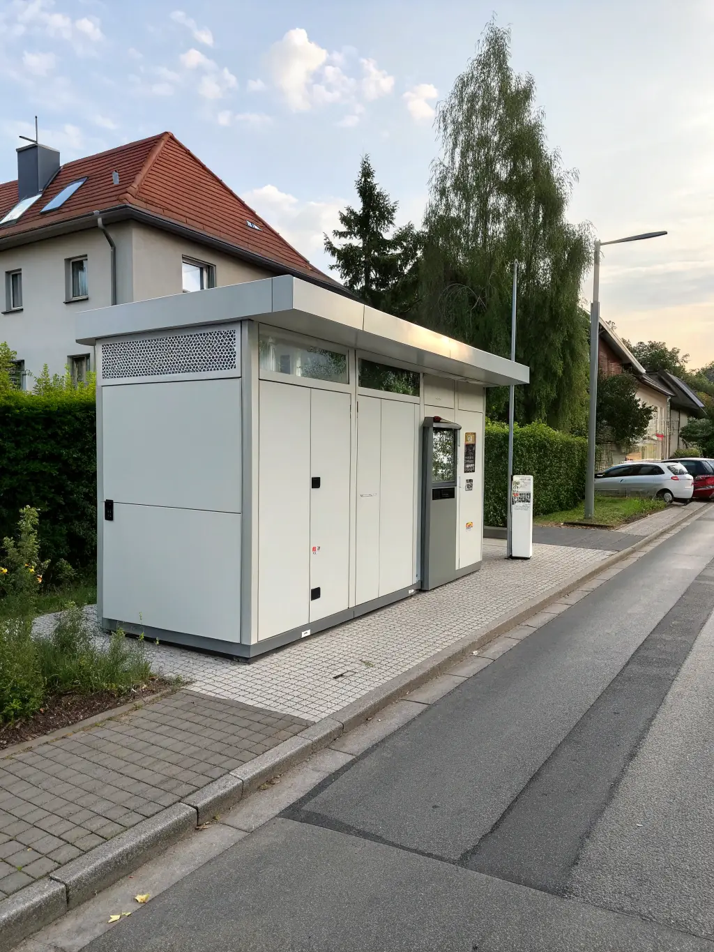 A professional photograph of a modern waste management truck equipped with CommSys's in-truck solution, showcasing the technology in action during a typical waste collection route.