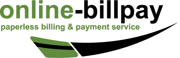 Online-Billpay logo with green and black lettering and the tagline “paperless billing & payment service” featuring a stylized swoosh design.